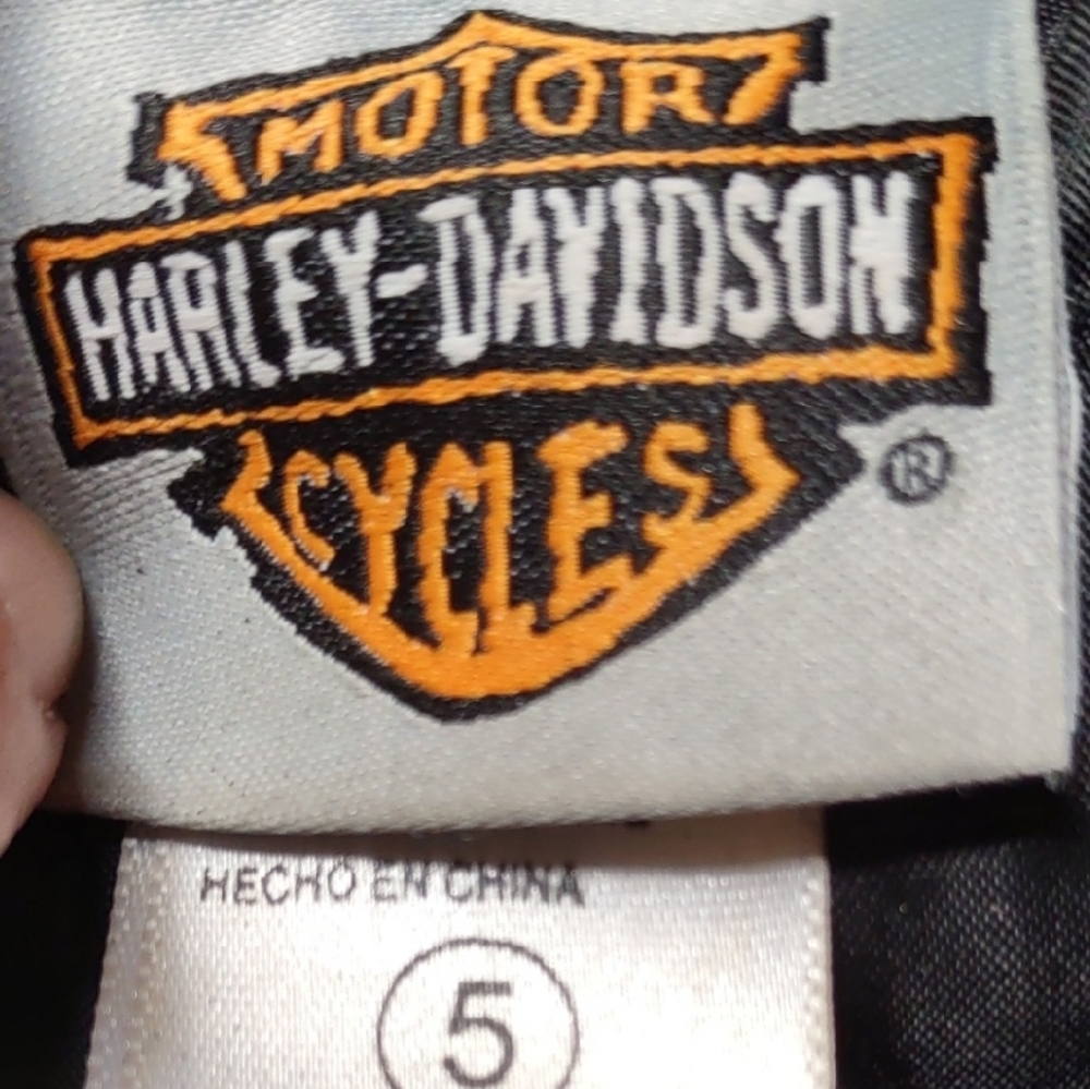 Harley-Davidson Black Biker Jacket / Boys Size 5 / Black Motorcycle Jacket - Picture 2 of 13